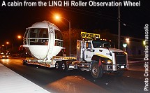LINQ Hi Roller Observation Wheel cabin on truck